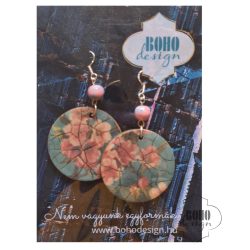   Türkiz - cseresznyevirág - BOHOdesign aszimmetrikus fülbevaló