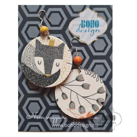 Alvó rókakirály - BOHOdesign aszimmetrikus fülbevaló - idézetes csomagolásban