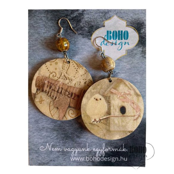  Hóbagoly- aszimmetrikus fülbevaló - idézetes csomagolásban