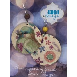   Madaras szivecskés - BOHOdesign aszimmetrikus fülbevaló - idézetes csomagolásban