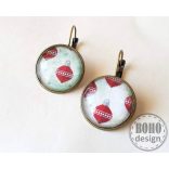 Vintage hangulatú karácsonyi - piros üveglencsés fülbevaló