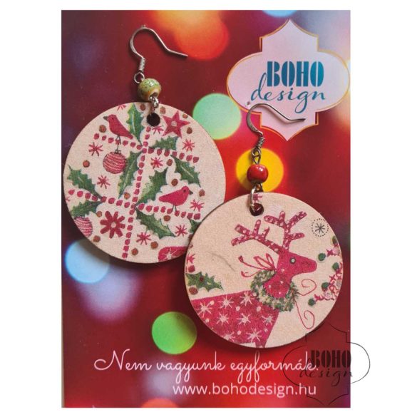  Karácsonyi, északi mintás - BOHOdesign aszimmetrikus fülbevaló - idézetes csomagolásban