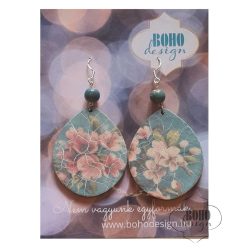   Türkiz - cseresznyevirág (fehér) - BOHOdesign aszimmetrikus fülbevaló