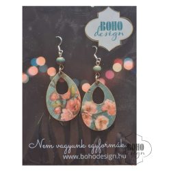   Türkiz - cseresznyevirág csepp - BOHOdesign aszimmetrikus fülbevaló