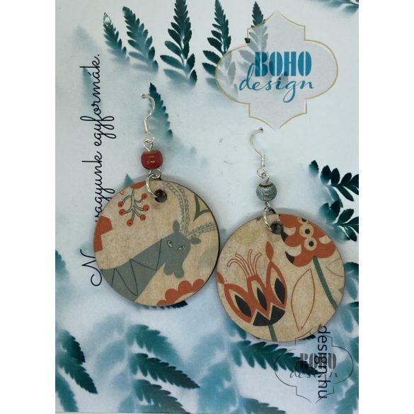 Szarvasos bogyós - BOHOdesign aszimmetrikus fülbevaló - idézetes csomagolásban