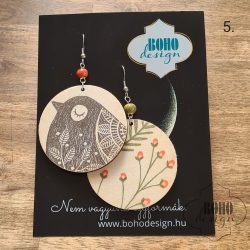   Madárkás BOHOdesign aszimmetrikus fülbevaló - idézetes csomagolásban