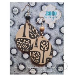   Fekete-fehér lombos fák - BOHOdesign aszimmetrikus fülbevaló - idézetes csomagolásban