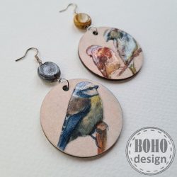   Madárkák faágon- BOHOdesign aszimmetrikus fülbevaló - idézetes csomagolásban