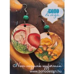   Gombák: Piros kalapos és rókagomba - BOHOdesign aszimmetrikus fülbevaló - idézetes csomagolásban