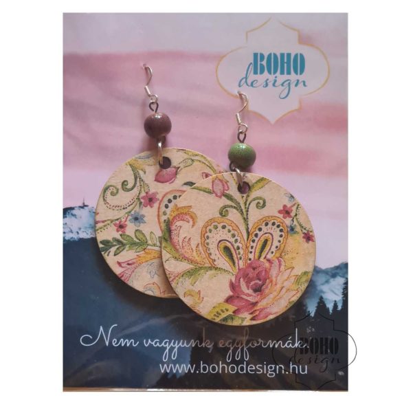 Romantikus virágminta - BOHOdesign aszimmetrikus fülbevaló - idézetes csomagolásban
